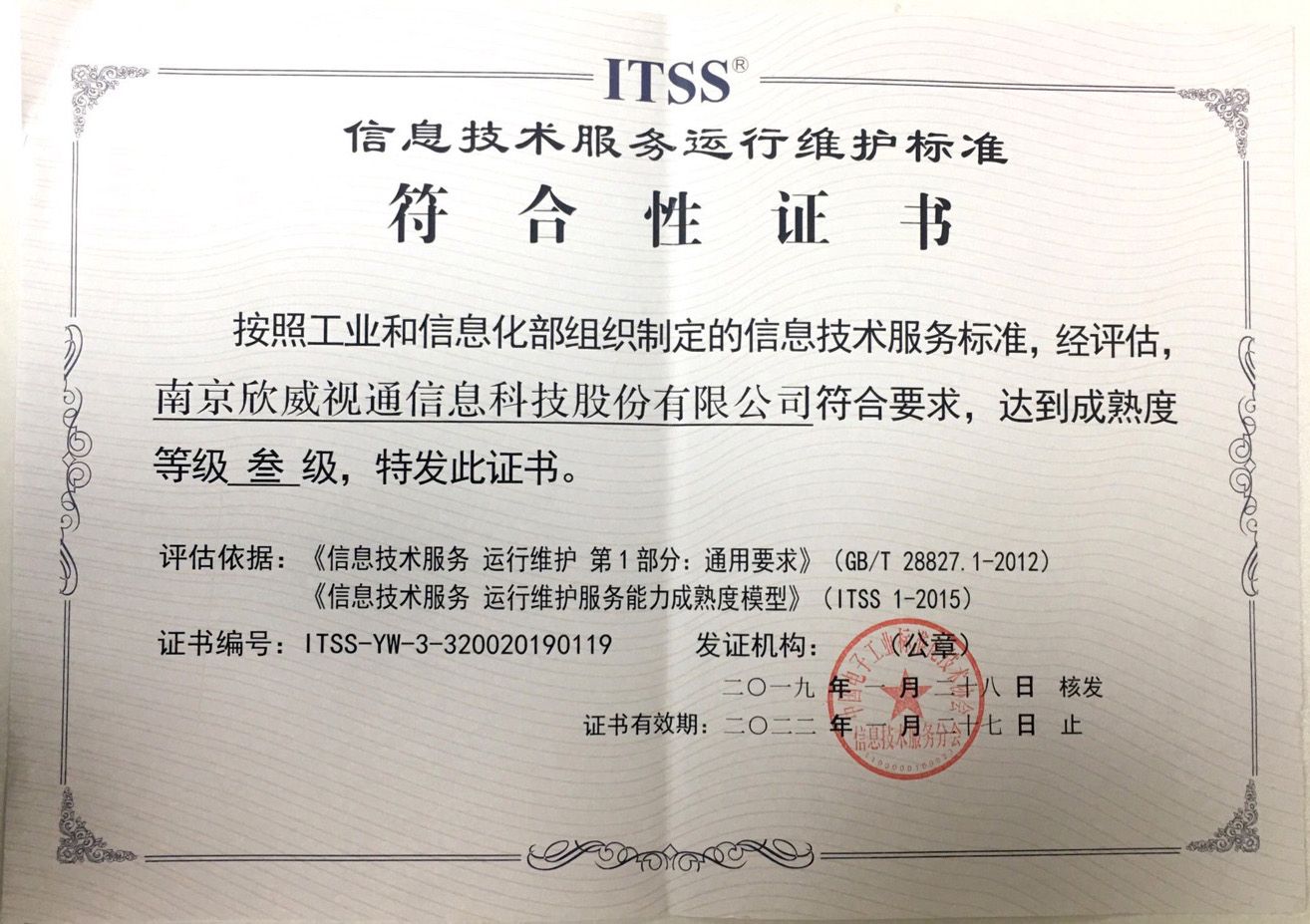 喜讯：8868体育官方网站喜获ITSS信息技术服务运行维护标准符合性证书